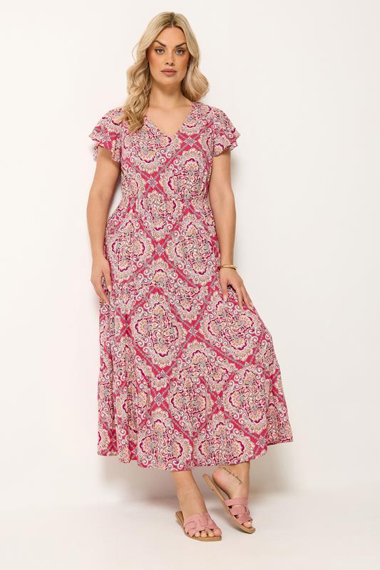 YOURS Plus Size Pink Paisley Print Smock Dress | Yours Clothing 1