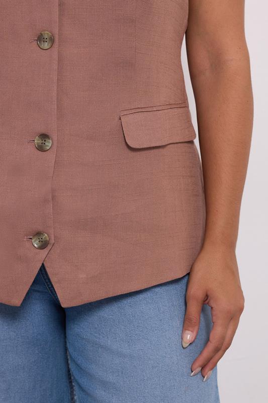 YOURS Plus Size Dusky Pink Linen Waistcoat | Yours Clothing 5