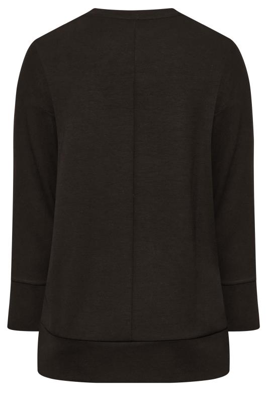 Plus Size Black Button Detail Sweatshirt | Yours Clothing 7