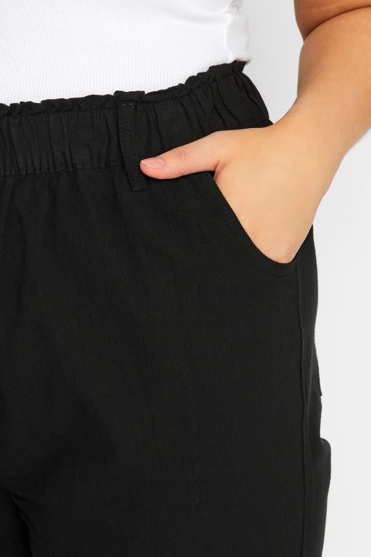 YOURS Plus Size Black Cool Cotton Wide Leg Trousers | Yours Clothing 2