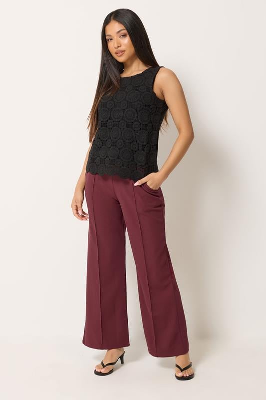 M&Co Petite Berry Red Pintuck Trousers | M&Co 2