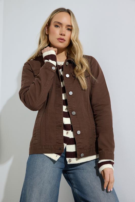  LTS Tall Chocolate Brown Denim Cotton Jacket