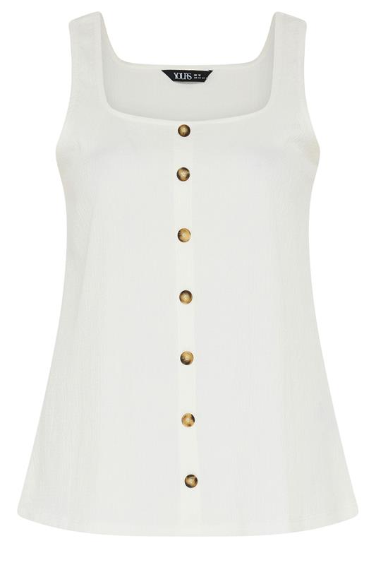 YOURS Plus Size White Crinkle Vest Top | Yours Clothing 5