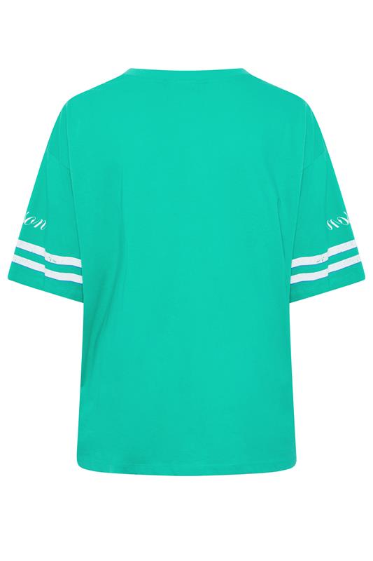 YOURS Plus Size Green 'Milano' Boxy Varsity T-Shirt | Yours Clothing 7