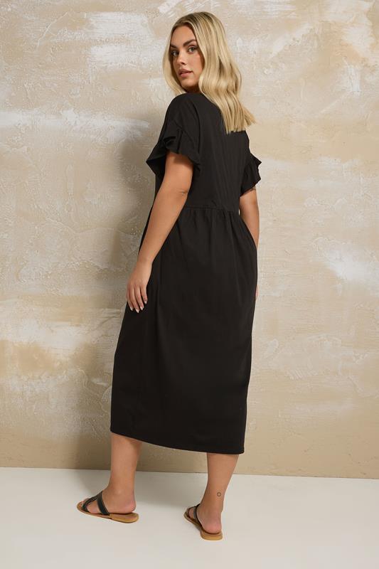 YOURS Plus Size Black Peplum Midi Dress | Yours Clothing 2