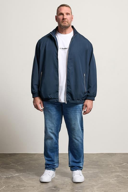 JACK & JONES Big & Tall Navy Blue Bomber Jacket | BadRhino 1