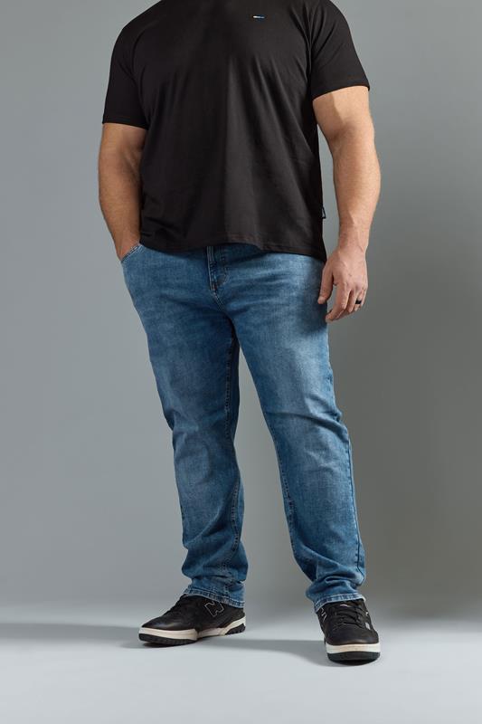 BadRhino Big & Tall Blue Washed Straight Leg Stretch Jeans