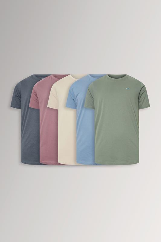 BadRhino Big & Tall Green/Blue/Purple/Cream/Navy Blue 5 Pack Extra Long T-Shirts
