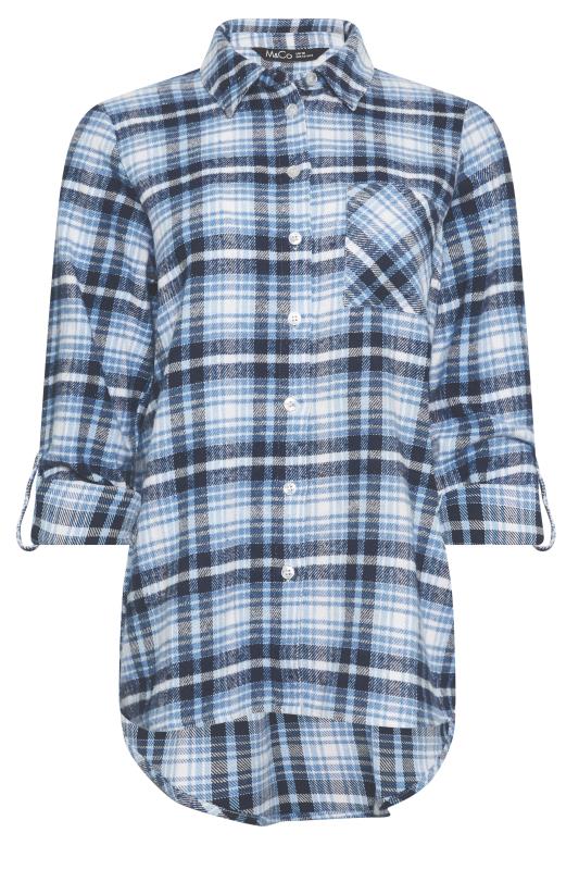 M&Co Navy Blue Check Print Cotton Boyfriend Shirt | M&Co 5