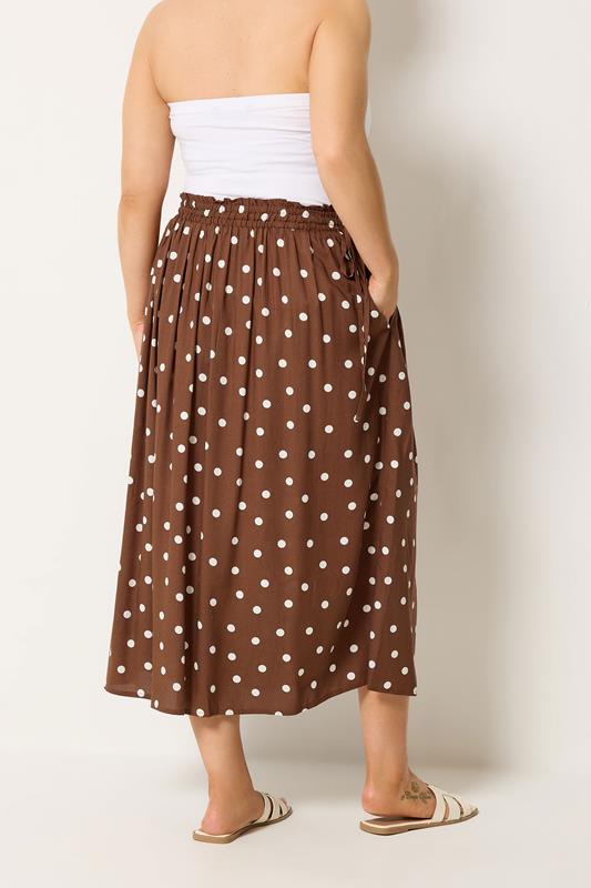 YOURS Plus Size Brown Polka Dot Skirt | Yours Clothing 2