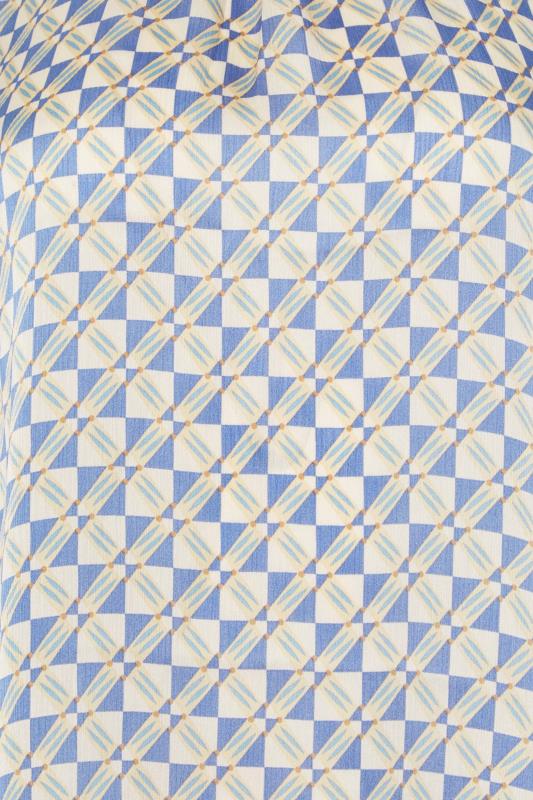 M&Co Blue Geometric Print High Neck Satin Blouse | M&Co 5