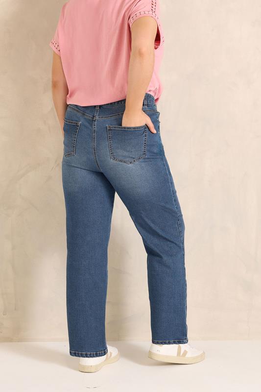 EVANS Plus Size CurveFit Blue Midwash Straight Leg Denim Jeans | Evans 2