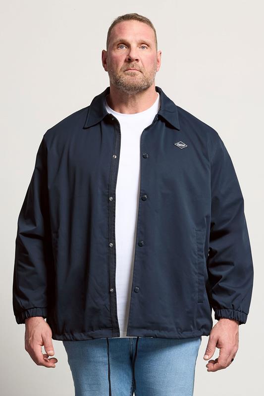 JACK & JONES Big & Tall Navy Blue Button Up Jacket