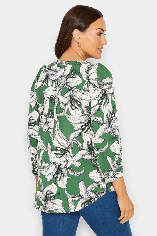 M&Co Green Floral Print 3/4 Sleeve Blouse | M&Co 3