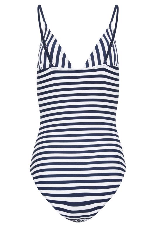 LTS Tall Women's Navy Blue Stripe V-Neck Swimsuit | Long Tall Sally 7