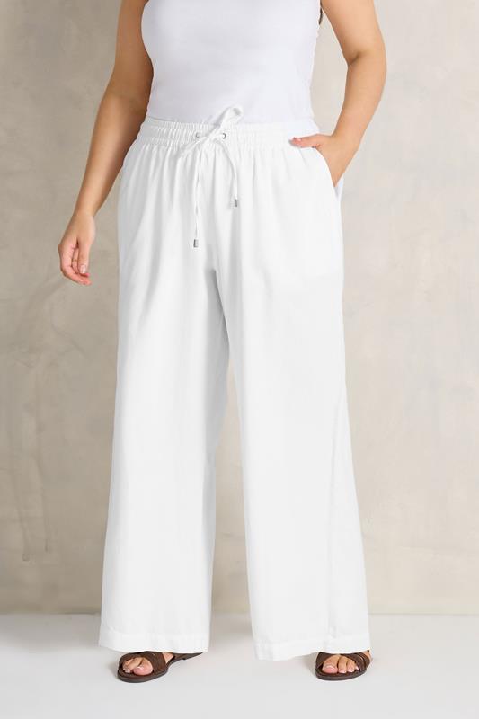  EVANS Curve White Wide Leg Denim Trousers