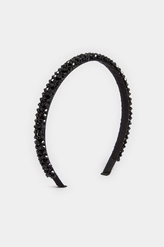 Black Crystal Beaded Headband | Yours Clothing 2