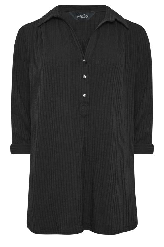 M&Co Black Ribbed V-Neck Shirt | M&Co 6