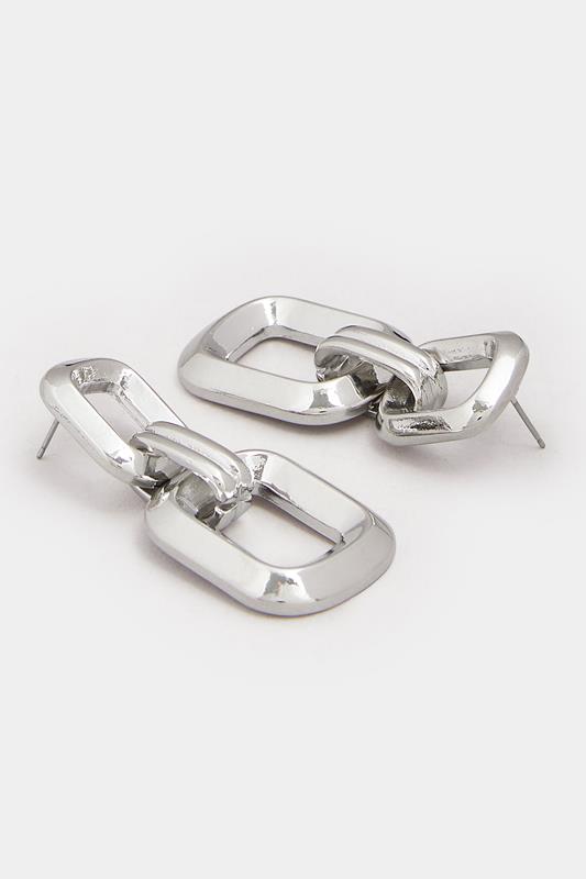 Silver Tone Double Chain Earrings | Yours Clothing 2
