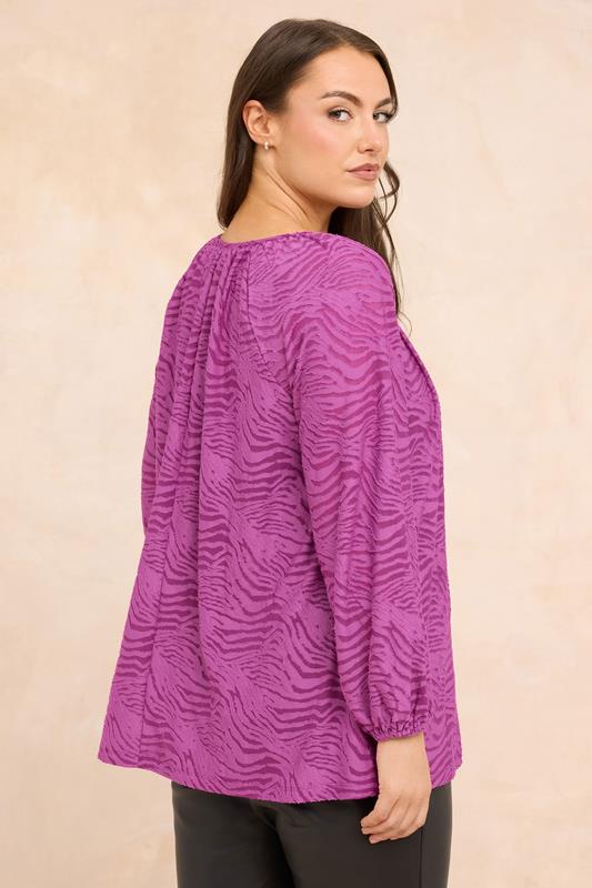 EVANS Plus Size Purple Zebra Burnout Blouse | Evans 2