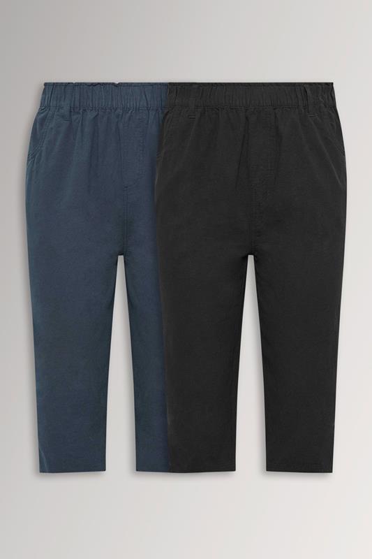 YOURSET 2 PACK Curve Black & Navy Blue Cool Cotton Cropped Trousers