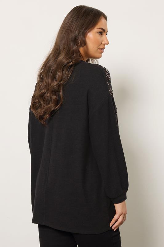 EVANS Plus Size Black Sequin Embellished Knitted Top | Evans 2