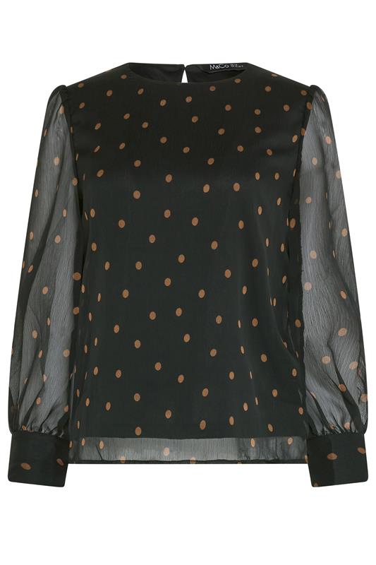 M&Co Black Polka Dot Chiffon Blouse | M&Co 5