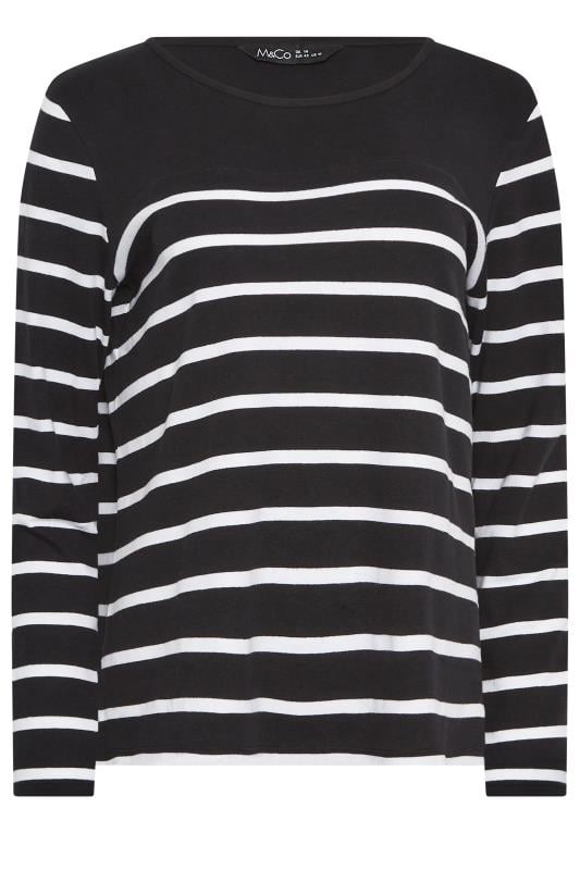 M&Co Black Stripe Print Long Sleeve Cotton T-Shirt | M&Co 6
