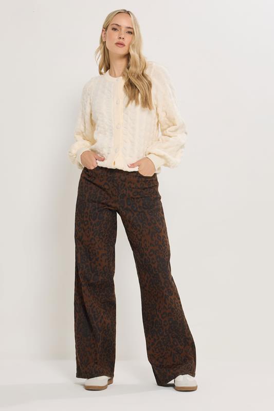 LTS Tall Chocolate Brown Leopard Print Wide Leg Jeans | Long Tall Sally 2