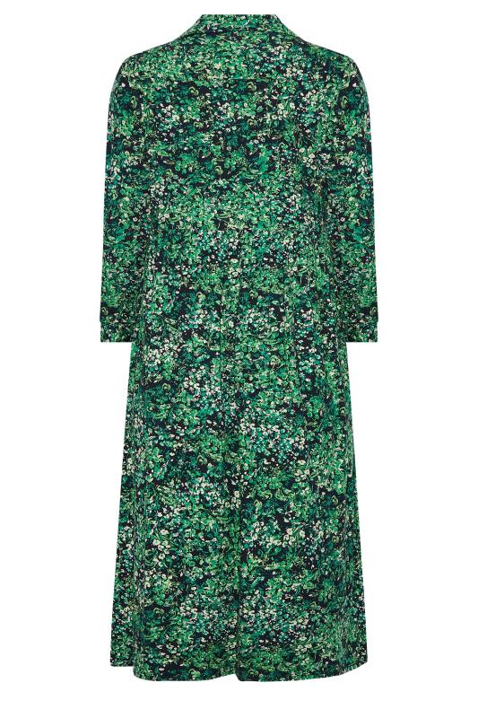 M&Co Green Floral Half Placket Midi Smock Dress | M&Co 7