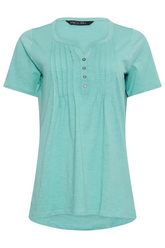 M&Co Green Cotton Short Sleeve Henley Top | M&Co 5