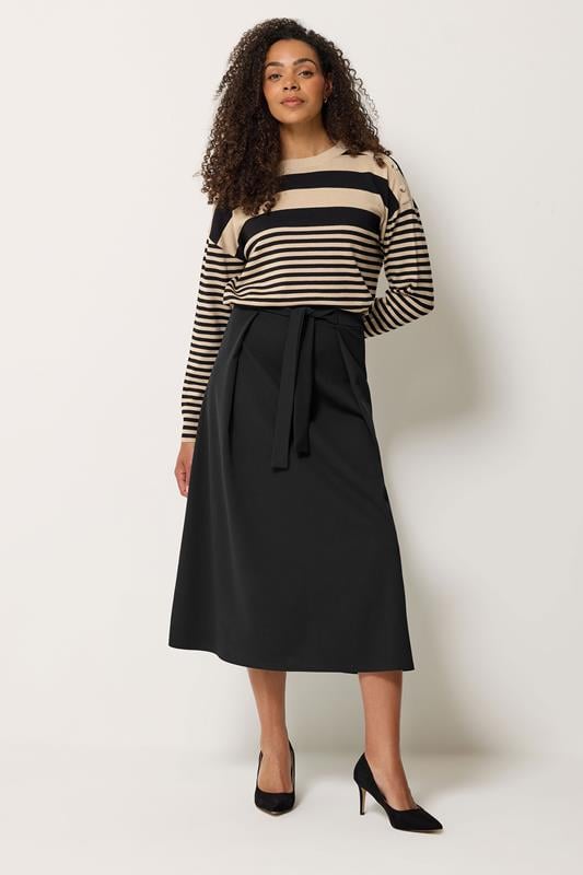  M&Co Black Tie Waist Midi Skirt