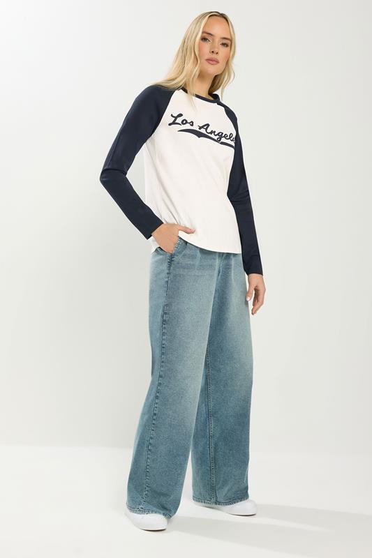 LTS Tall Women's Navy Blue & Cream 'Los Angeles' Slogan Cotton T-Shirt | Long Tall Sally 2