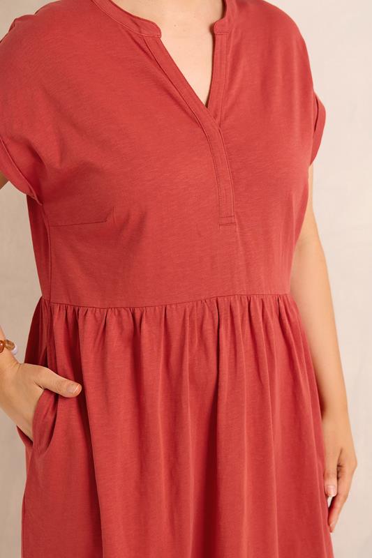 EVANS Plus Size Rust Orange Cotton Midi Dress | Evans 5