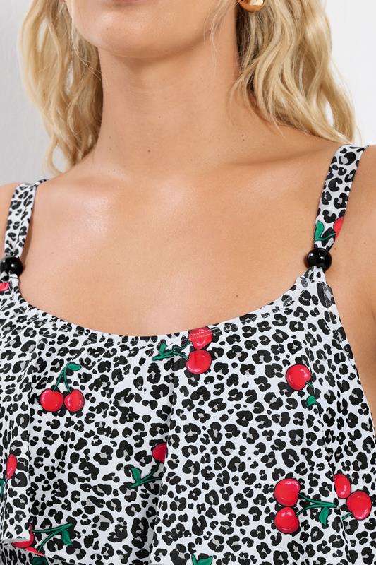YOURS Plus Size White Leopard Print Frill Swimsuit | Yours Clothing 4