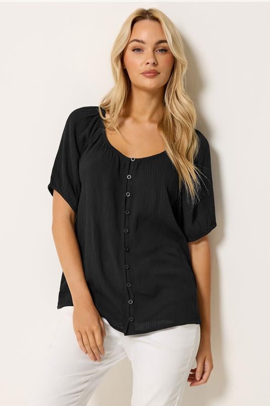  M&Co Black Scoop Neck Blouse