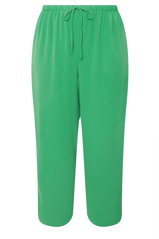 YOURS Plus Size Green Tie Waist Wide Leg Trousers | Yours Clothing 5