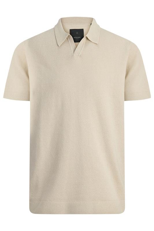 JACK & JONES Big & Tall Stone Brown Knitted Polo | BadRhino 2