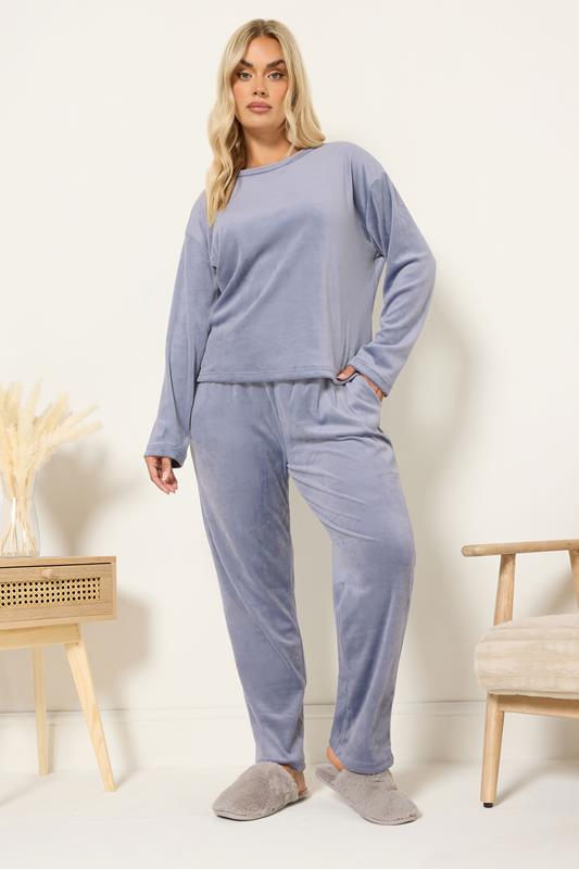 YOURS Plus Size Blue Super Luxe Pyjama Set | Yours Clothing 1