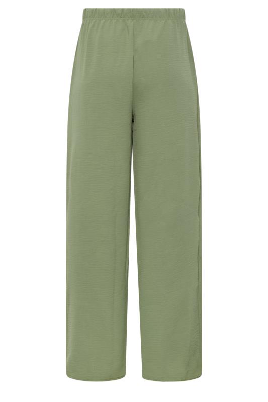 M&Co Khaki Green Crepe Wide Leg Trousers | M&Co 7