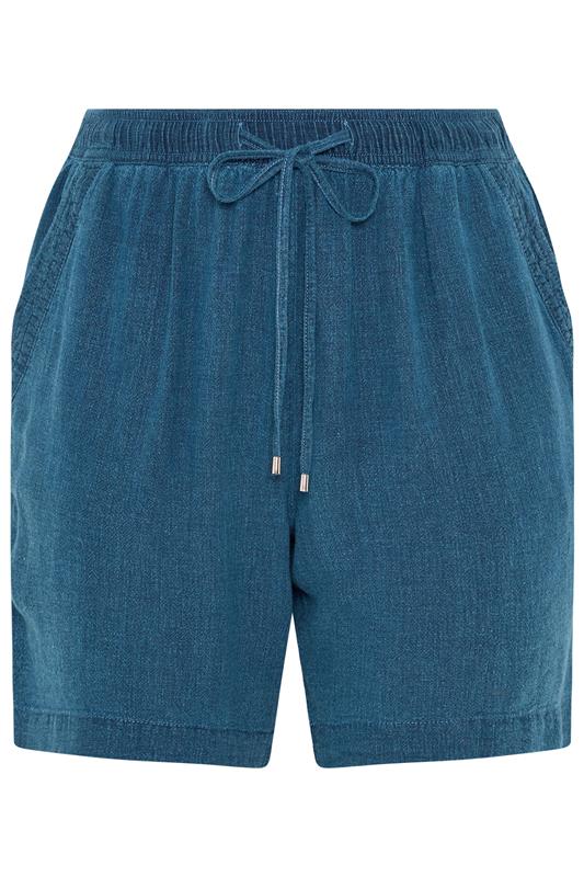EVANS Plus Size Blue Linen Shorts | Evans 6