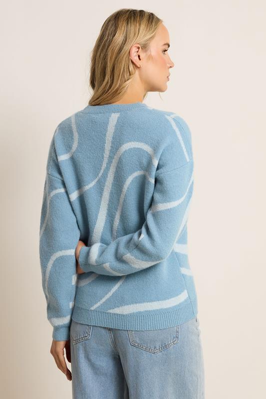 LTS Tall Light Blue Abstract Knitted Jumper | Long Tall Sally 2
