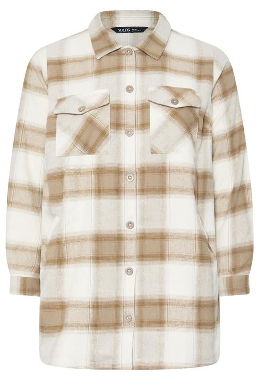 YOURS Plus Size Natural Brown Check Shacket | Yours Clothing 5