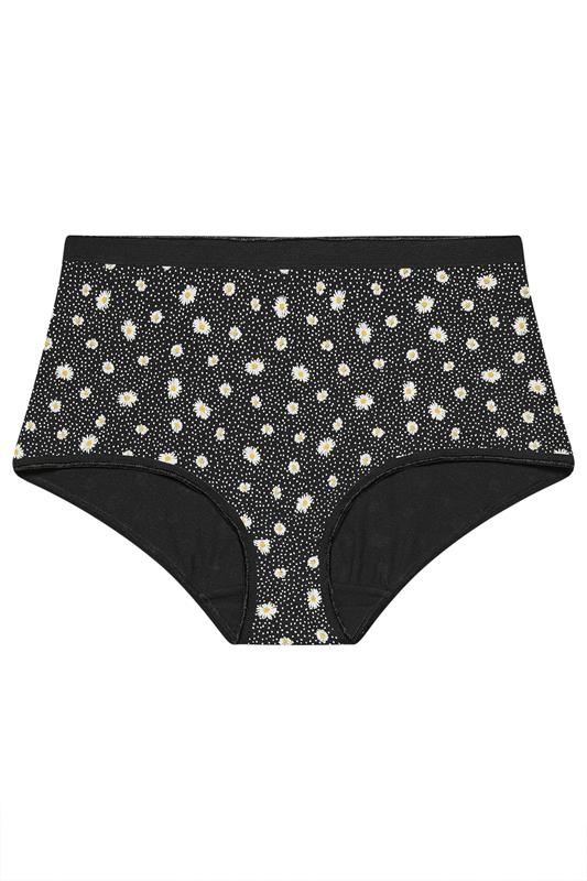 YOURSET 5 PACK Plus Size Black & Yellow Daisy Full Briefs | Yours Clothing 7