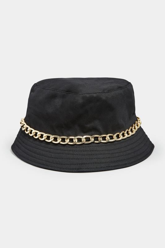 Black Chain Denim Look Bucket Hat | Yours Clothing  1
