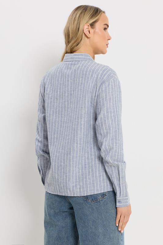 LTS Tall Blue Stripe Cotton Collared Shirt | Long Tall Sally  4