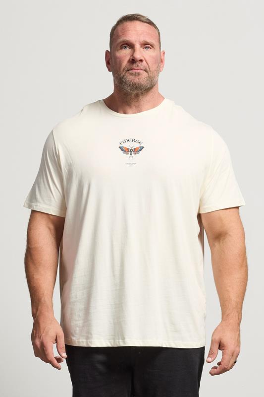 JACK & JONES Big & Tall Antique White Graphic T-Shirt | BadRhino 1