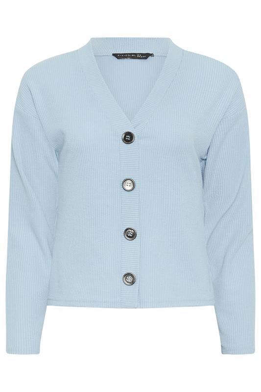 PixieGirl Petite Women's Light Blue Ribbed Soft Touch Cardigan | PixieGirl 5