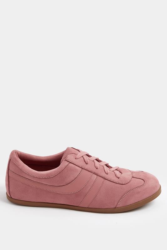 Pink Faux Suede Stripe Trainers In Extra Wide EEE Fit | Yours Clothing 2