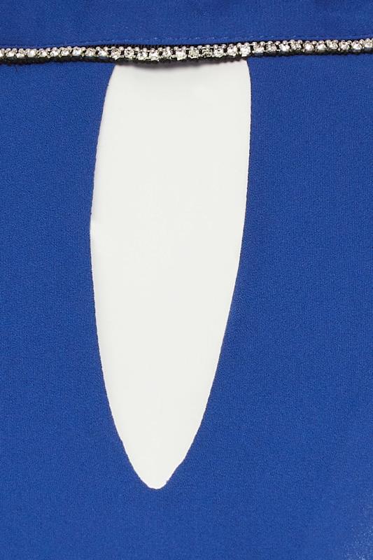M&Co Blue Embellished Neck Keyhole Blouse | M&Co 5
